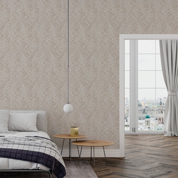 Tapety Retro vzor na šedém a béžovém pozadí, Tapety skandinávské, a00142 : uwalls.cz