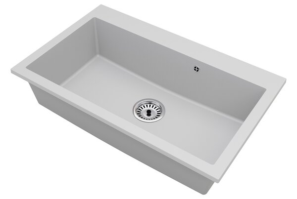 Granitový dřez ELITE bílý + sifon chrom 80 x 50 x 21 cm