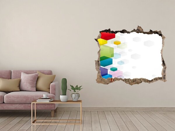 Díra 3D fototapeta nálepka Barevné kvádry nd-k-64956966