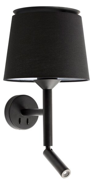 SAVOY nástěnná lampa, černá, se čtecí lampičkou - FARO