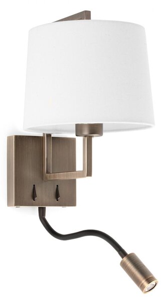FRAME nástěnná lampa, starozlatá/bílá, se čtecí lampičkou - FARO