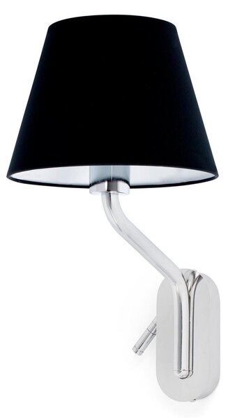ETERNA pravá chrom/černá nástěnná lampa se čtecí lampičkou - FARO
