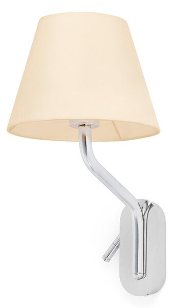 ETERNA pravá chrom/béžová nástěnná lampa se čtecí lampičkou - FARO