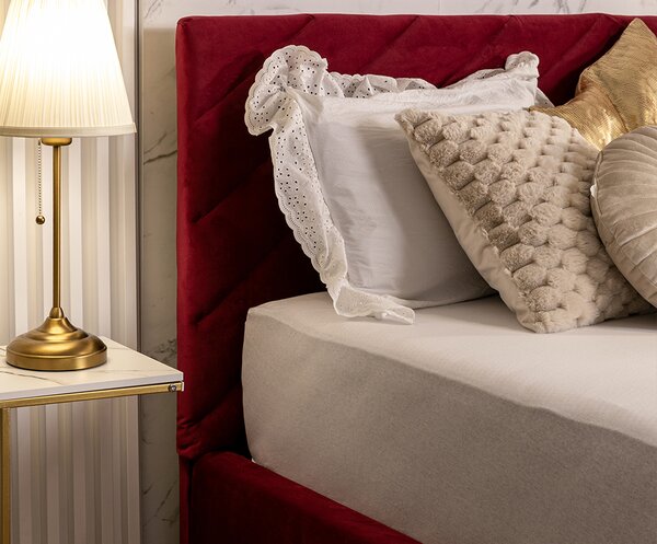 Čalouněná postel ELEGANTE 120x200 Vínová Paris s úložným prostorem kovový rošt