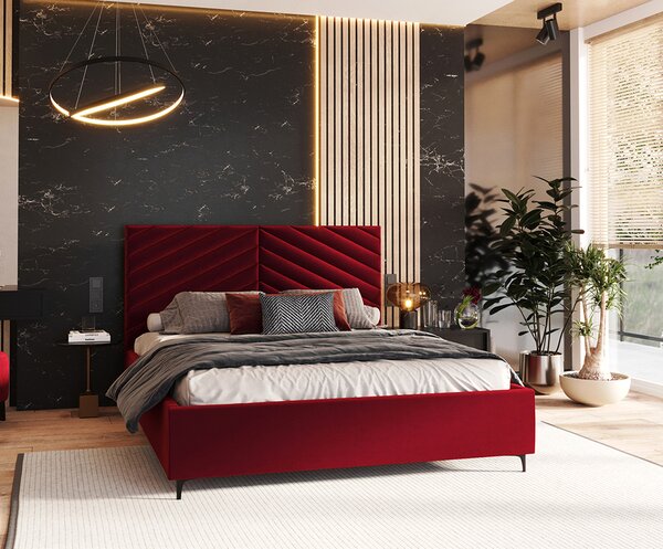 Čalouněná postel ELEGANTE 120x200 Vínová Paris s úložným prostorem kovový rošt