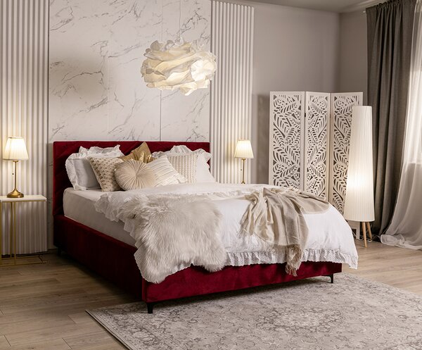 Čalouněná postel ELEGANTE 120x200 Vínová Paris s úložným prostorem kovový rošt