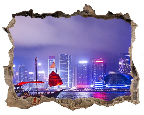Nálepka fototapeta 3D výhled Hong kong noc nd-k-65990377
