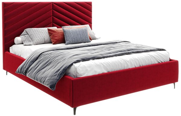 Čalouněná postel ELEGANTE 120x200 Vínová Paris s úložným prostorem kovový rošt
