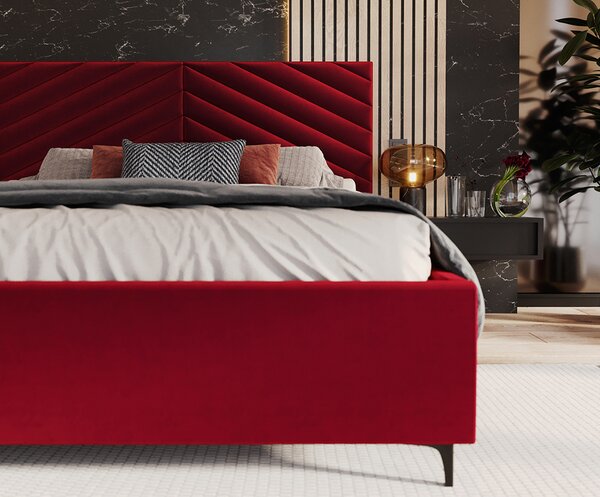 Čalouněná postel ELEGANTE 120x200 Vínová Paris s úložným prostorem kovový rošt