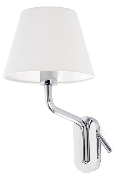ETERNA levá chrom/bílá nástěnná lampa se čtecí lampičkou - FARO