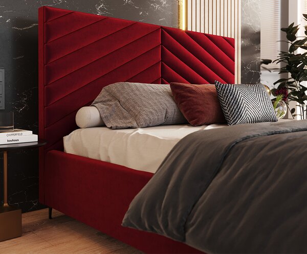 Čalouněná postel ELEGANTE 120x200 Vínová Paris s úložným prostorem kovový rošt
