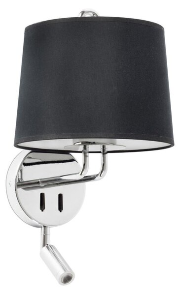 MONTREAL nástěnná lampa, chrom/černá, se čtecí lampičkou - FARO