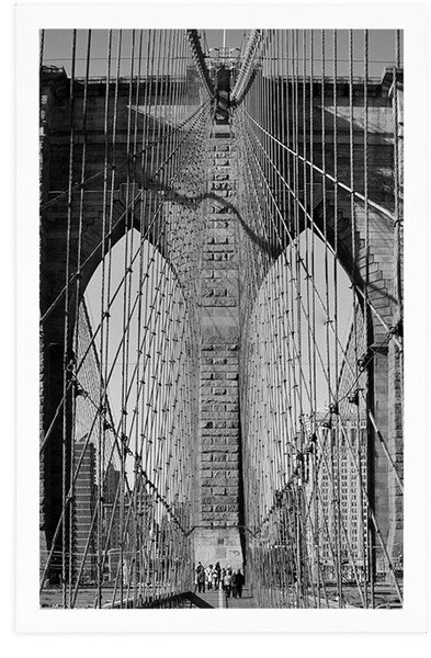 Plakát most Manhattan v New Yorku černobílém provedení