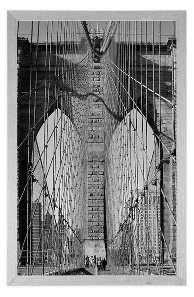 Plakát most Manhattan v New Yorku černobílém provedení