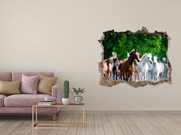 Díra 3D fototapeta nálepka Koně ve cvalu nd-k-67489944