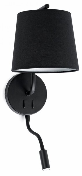 BERNI nástěnná lampa, černá, se čtecí lampičkou - FARO