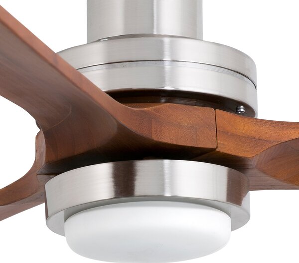 LED stropní ventilátor Lantau L, Ø 132 cm, nikl/tmavá borovice FARO BARCELONA, Lantau L LED, stmívatelné, Šedá, Obývací pokoj, Kov