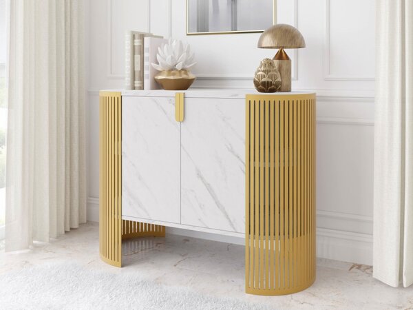 Skříňka Zinzit Gold, Barva: zlatá / arktická bílá 5903211453892