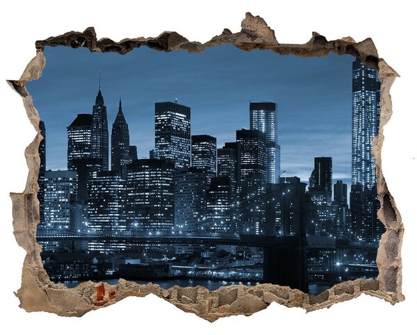 Fototapeta díra na zeď 3D New York noc nd-k-68675791