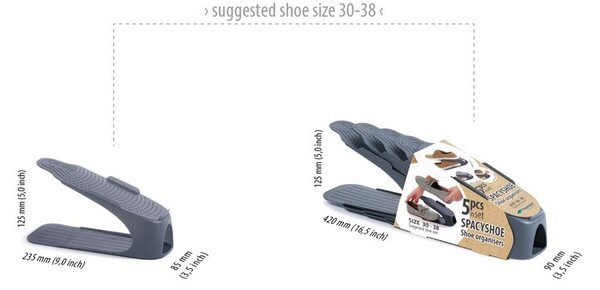 Prosperplast Sada 5 ks organizérů na boty SHOES vel. 30-38 transparentní