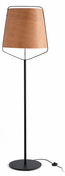 STOOD černá a dřevěná stojací lampa - FARO