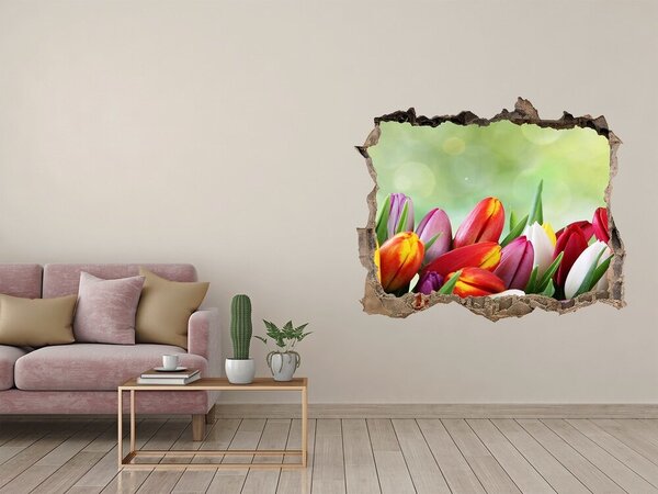 Samolepící díra na stěnu Barevné tulipány nd-k-69344290