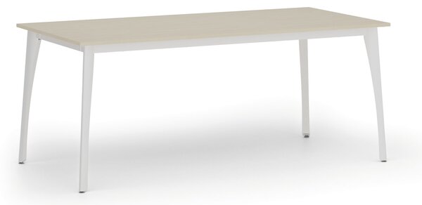 Jednací kancelářský stůl PRIMO OMEGA, 180x90 cm, bílá podnož, bříza
