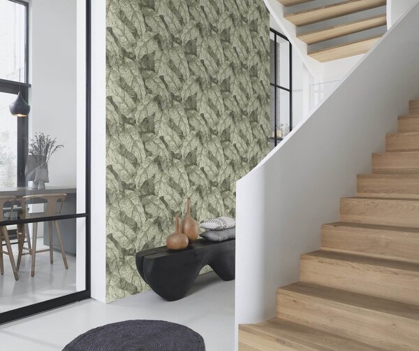 RASCH | Vliesová tapeta na zeď Amara 720549 | 0,53 x 10,05 m | zelená, bílá