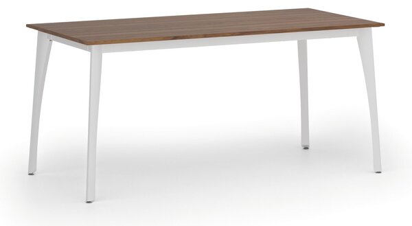 Jednací kancelářský stůl PRIMO OMEGA, 160x80 cm, bílá podnož, ořech