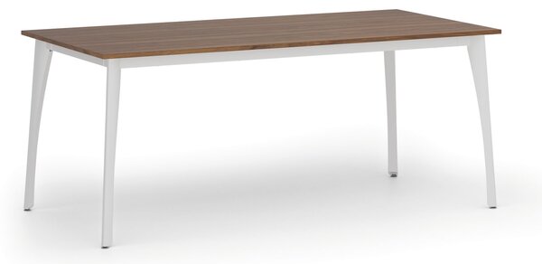Jednací kancelářský stůl PRIMO OMEGA, 180x90 cm, bílá podnož, ořech