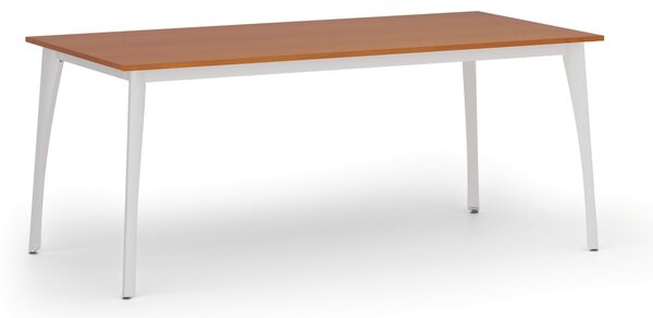 Jednací kancelářský stůl PRIMO OMEGA, 180x90 cm, bílá podnož, třešeň