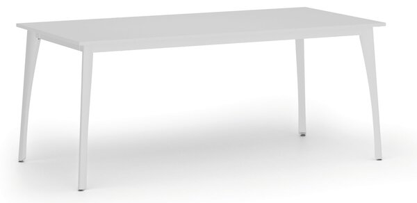 Jednací kancelářský stůl PRIMO OMEGA, 180x90 cm, bílá podnož, bílá