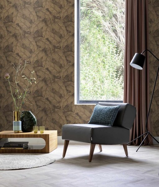 RASCH | Vliesová tapeta na zeď Amara 720570 | 0,53 x 10,05 m | hnědá, černá