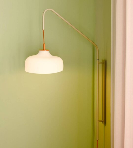 Hübsch HÜBSCH Nástěnné světlo Current, světle pískové, výška 71 cm, Krémová / jantar, Obývací pokoj / jídelna, Sklo, Moderní