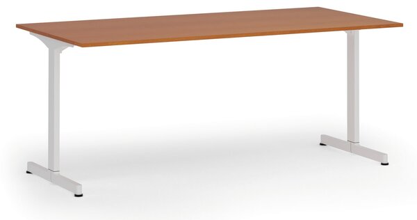 Kancelářský stůl PRIMO BETA, 180x90 cm, bílá podnož, třešeň