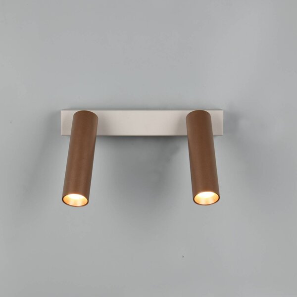 Trio Lighting LED stropní bodové světlo Ambala, délka 26 cm, šedá/hnědá, 2 ks., stmívatelný, Hliník / šedá / zinek, Obývací pokoj / jídelna, kov, Moderní