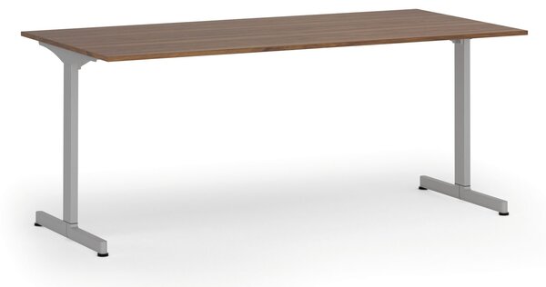 Kancelářský stůl PRIMO BETA, 180x90 cm, šedá podnož, ořech