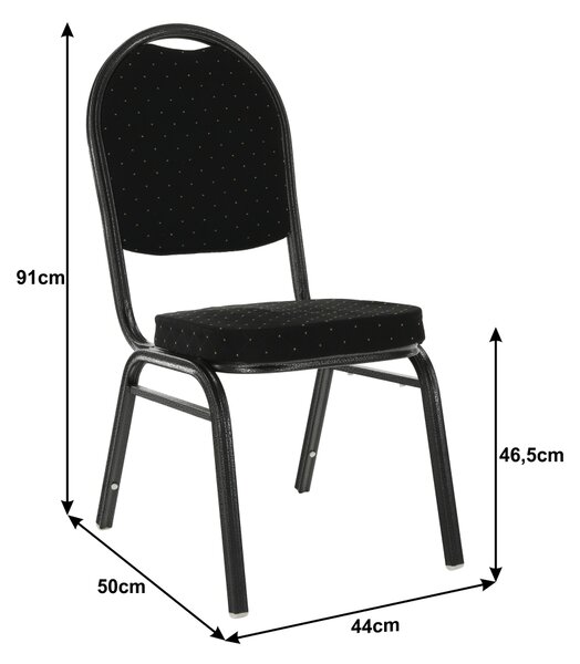KONDELA Židle, stohovatelná, látka černá / rám šedý, JEFF 2 NEW