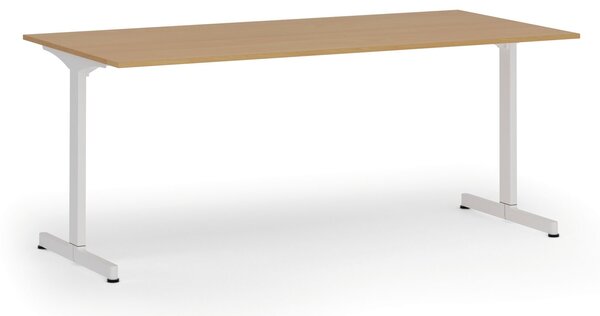 Kancelářský stůl PRIMO BETA, 180x90 cm, bílá podnož, buk