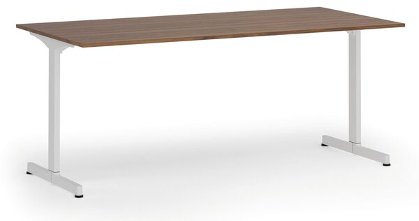 Kancelářský stůl PRIMO BETA, 180x90 cm, bílá podnož, ořech