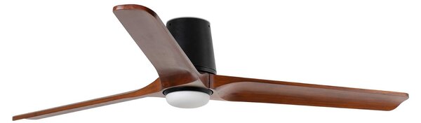 LED ventilátor Heywood L, Ø 132 cm, černý/v barvě dřeva – Faro FARO BARCELONA, Heywood L, stmívatelné, Dřevo, Obývací pokoj, Dřevo, Moderní