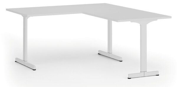 Rohový kancelářský stůl PRIMO BETA L, 160x180 cm, L/P, bílá podnož, bílá
