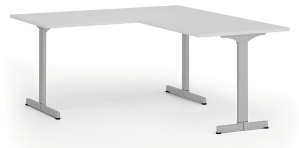 Rohový kancelářský stůl PRIMO BETA L, 160x180 cm, L/P, šedá podnož, bílá