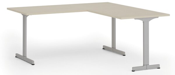 Rohový kancelářský stůl PRIMO BETA L, 180x180 cm, L/P, šedá podnož, bříza