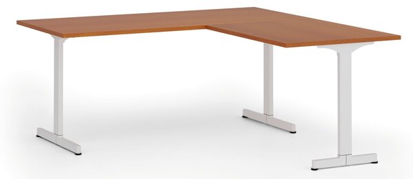 Rohový kancelářský stůl PRIMO BETA L, 180x180 cm, L/P, bílá podnož, třešeň
