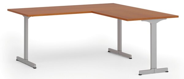 Rohový kancelářský stůl PRIMO BETA L, 180x180 cm, L/P, šedá podnož, třešeň