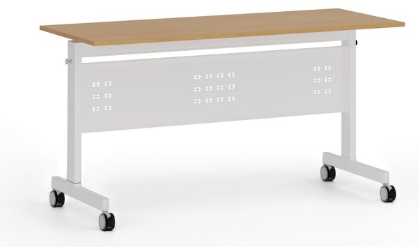 Mobilní stůl PRIMO MOBI, 140x60 cm, bílá podnož, buk
