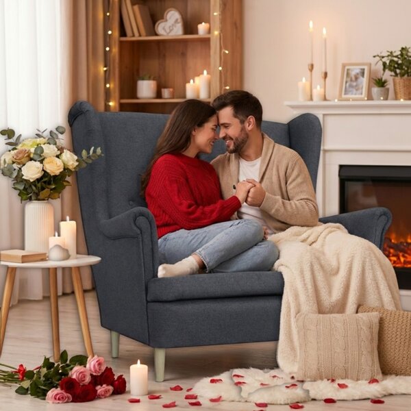 Dvoumístná sedačka VISBY DUO — masiv, látka, šedá (vzorek z prodejny)