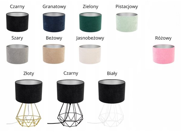 Stolní lampa Mediolan, 1x textilní stínítko (výběr z 10 barev), (výběr ze 4 barev konstrukce), ch