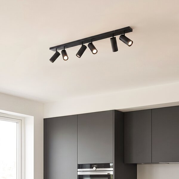 Moderní stropní svítidlo černé 102cm 6-světel nastavitelné - Renna